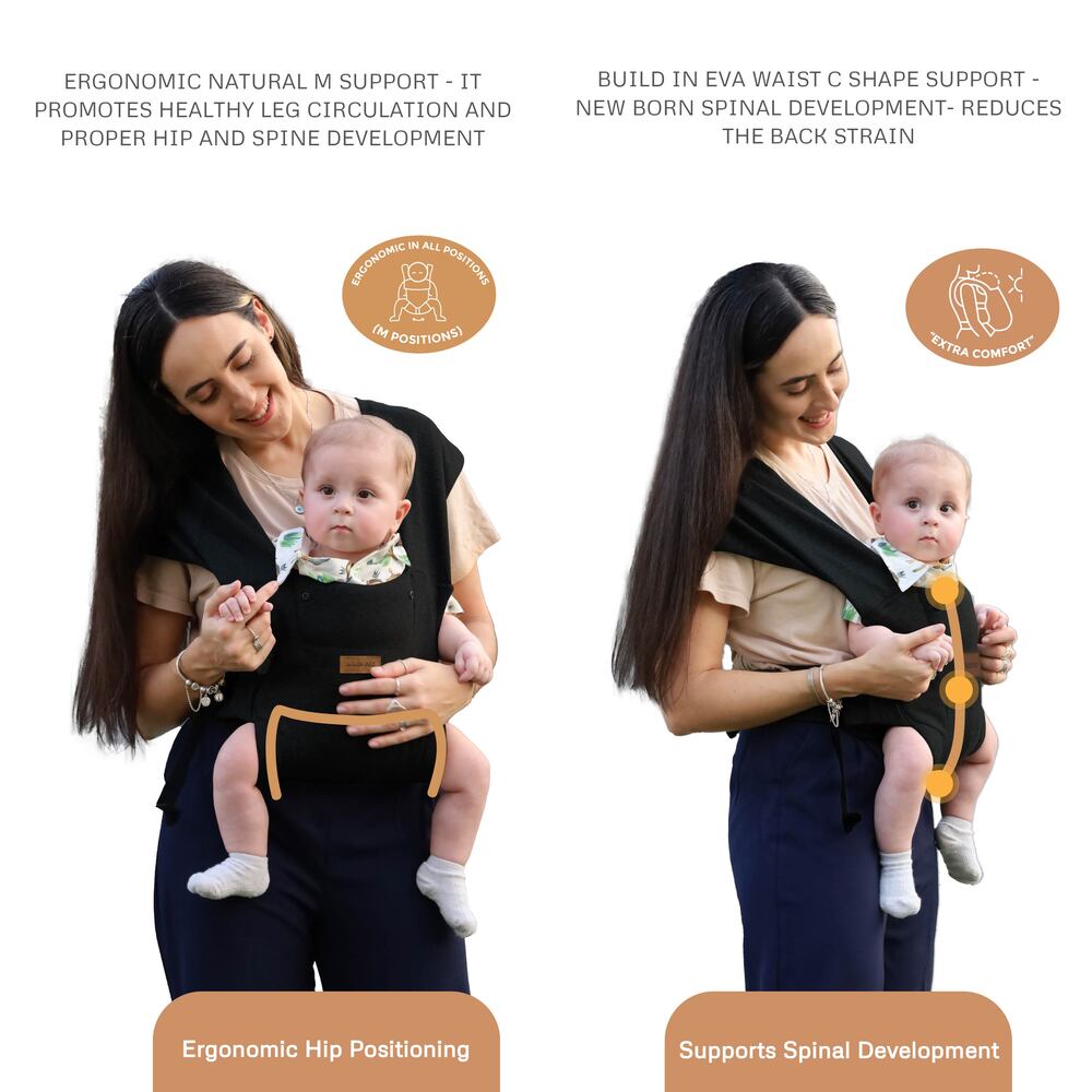 Neobreez ZAVII 2 in 1 Baby Carrier Lightweight Ergonomic Black