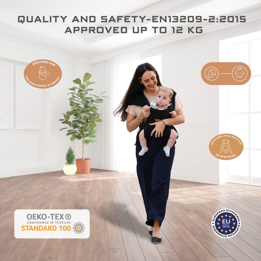 Neobreez ZAVII 2 in 1 Baby Carrier Lightweight Ergonomic Black
