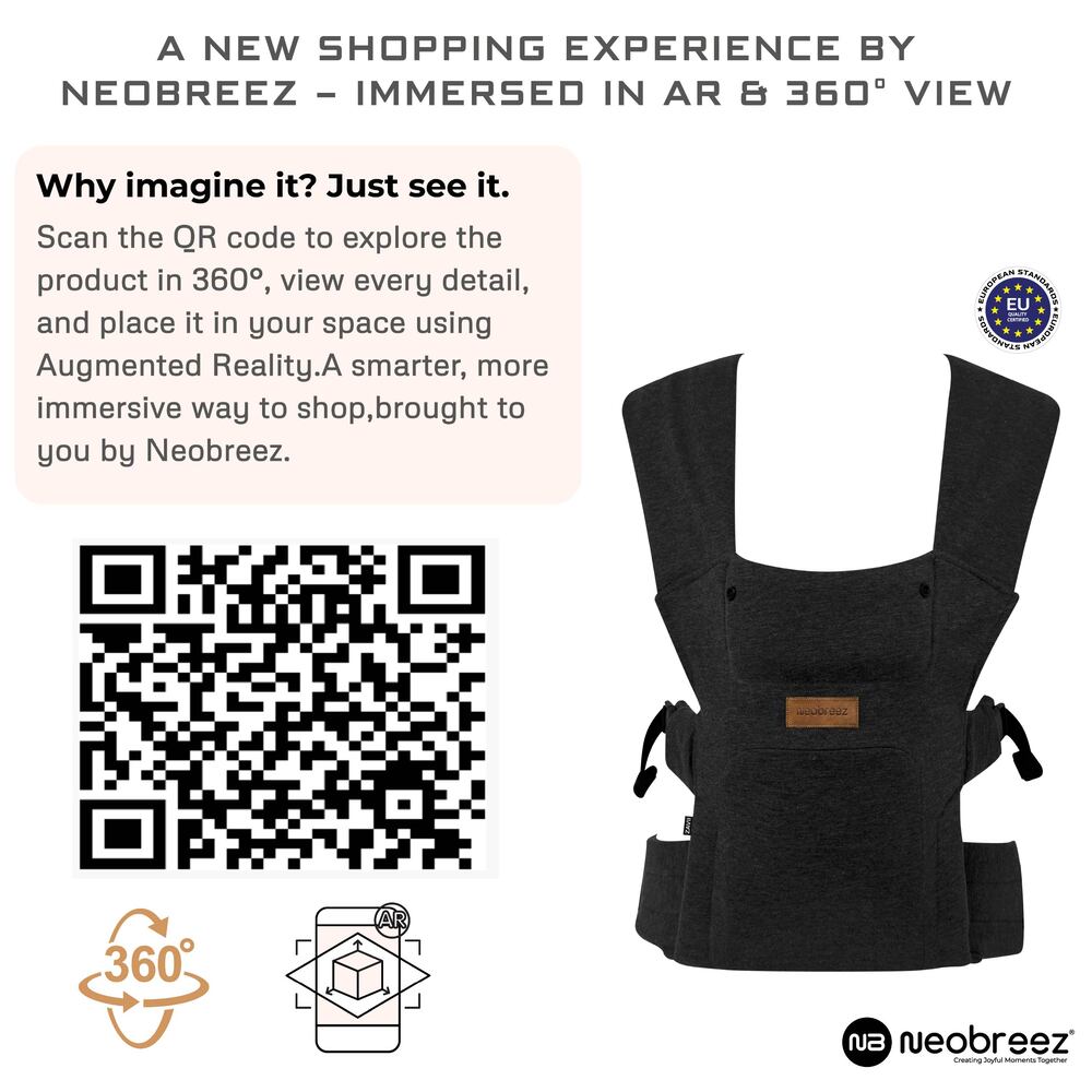 Neobreez ZAVII 2 in 1 Baby Carrier Lightweight Ergonomic Black