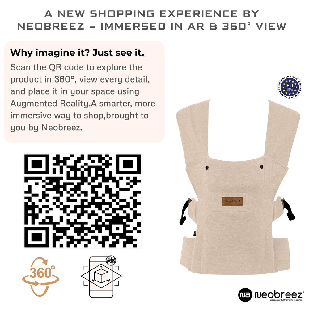 Neobreez ZAVII 2 in 1 Baby Carrier Lightweight Ergonomic Cream