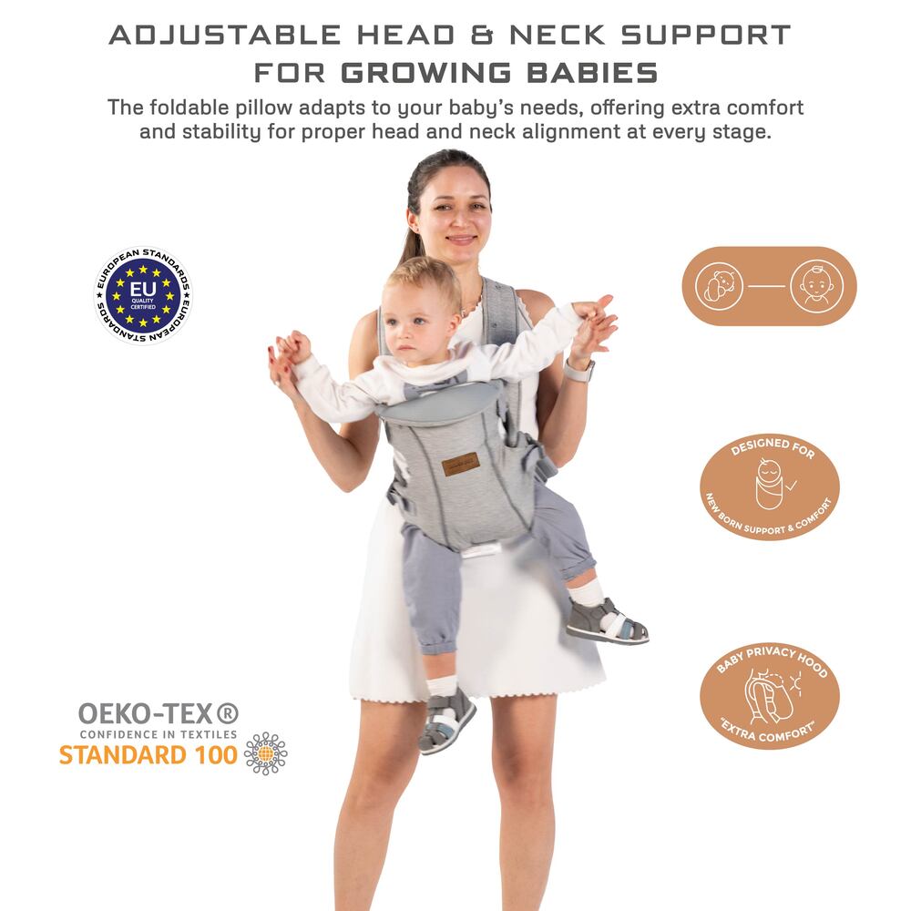 Neobreez Atlix 3 In 1 Convertible Baby Carrier Newborn to Toddler Grey