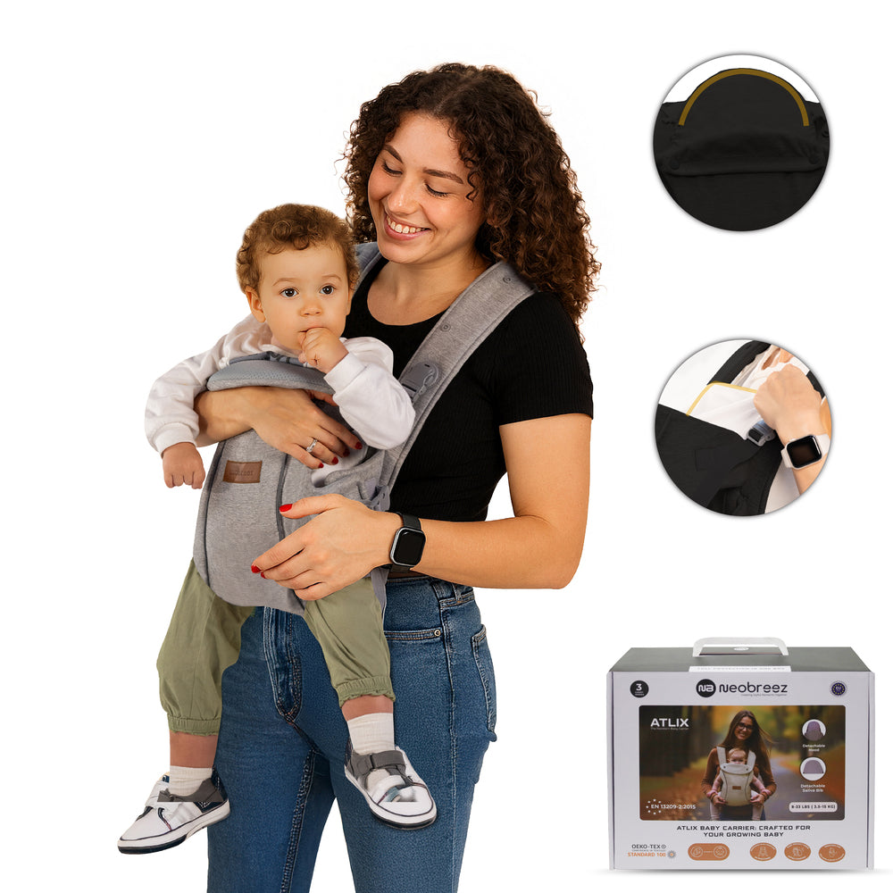 Neobreez Atlix 3 In 1 Convertible Baby Carrier Newborn to Toddler Grey