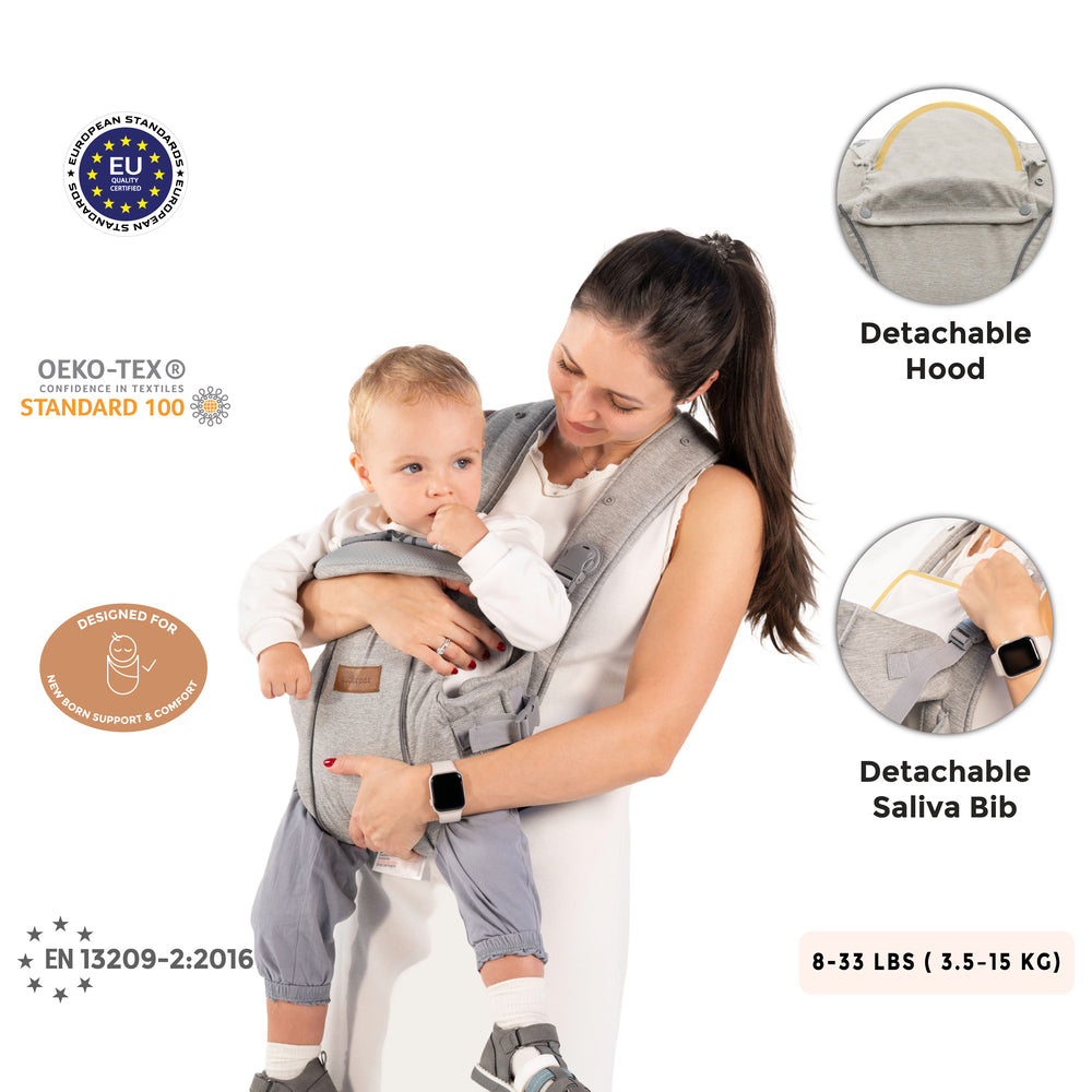 Neobreez Atlix 3 In 1 Convertible Baby Carrier Newborn to Toddler Grey