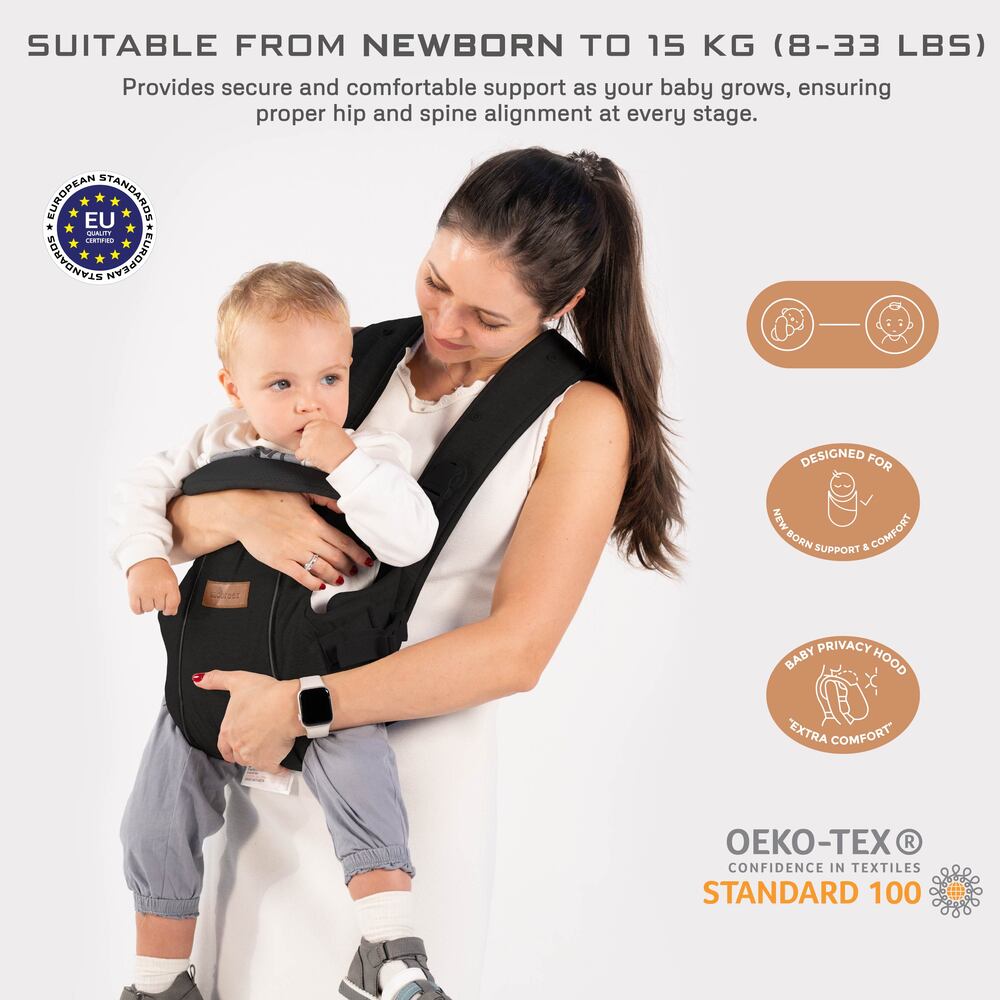 Neobreez Atlix 3 In 1 Convertible Baby Carrier Newborn to Toddler Black