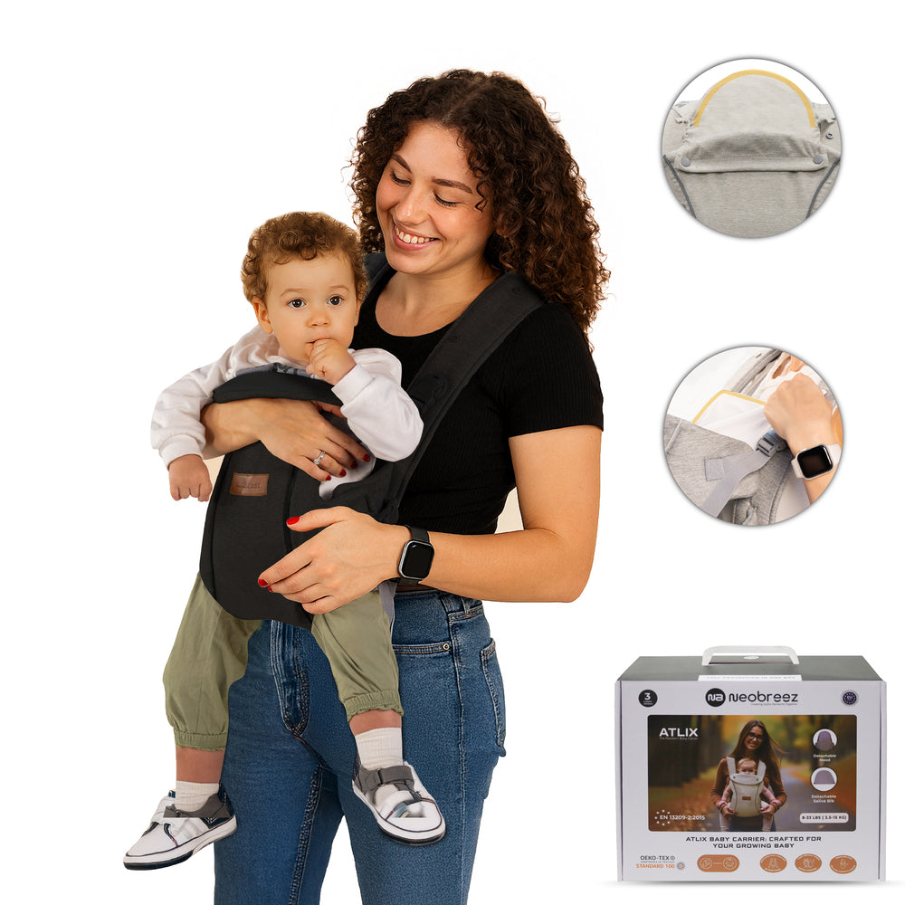 Neobreez Atlix 3 In 1 Convertible Baby Carrier Newborn to Toddler Black