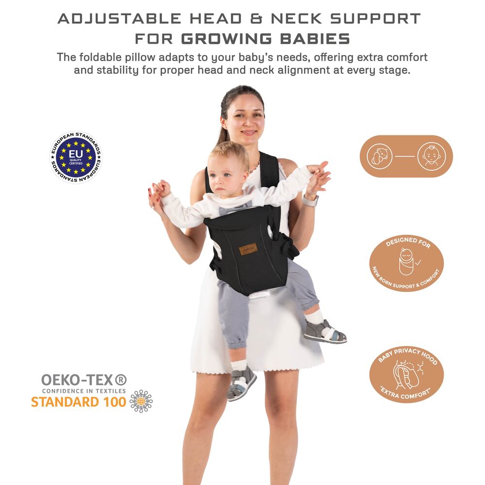 Neobreez Atlix 3 In 1 Convertible Baby Carrier Newborn to Toddler Black