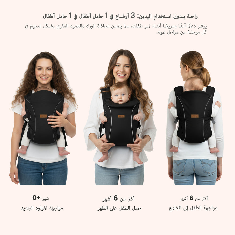 Neobreez Atlix 3 In 1 Convertible Baby Carrier Newborn to Toddler Black