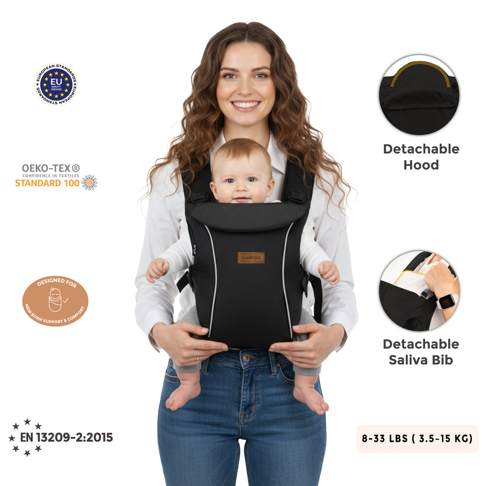 Neobreez Atlix 3 In 1 Convertible Baby Carrier Newborn to Toddler Black