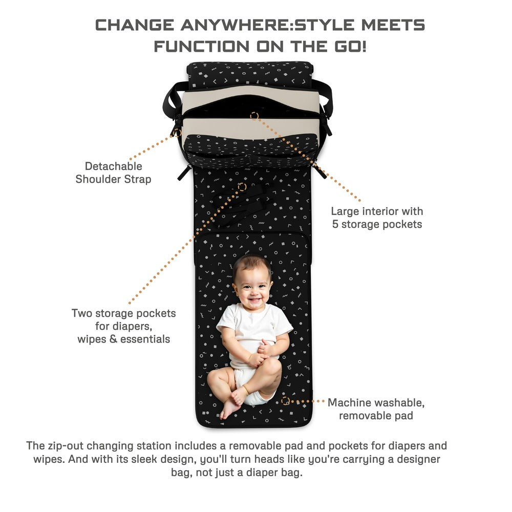 Neobreez Nixe Diaper Backpack 7pcs Set with Changing Mat Wet Bag and Pouches Beige