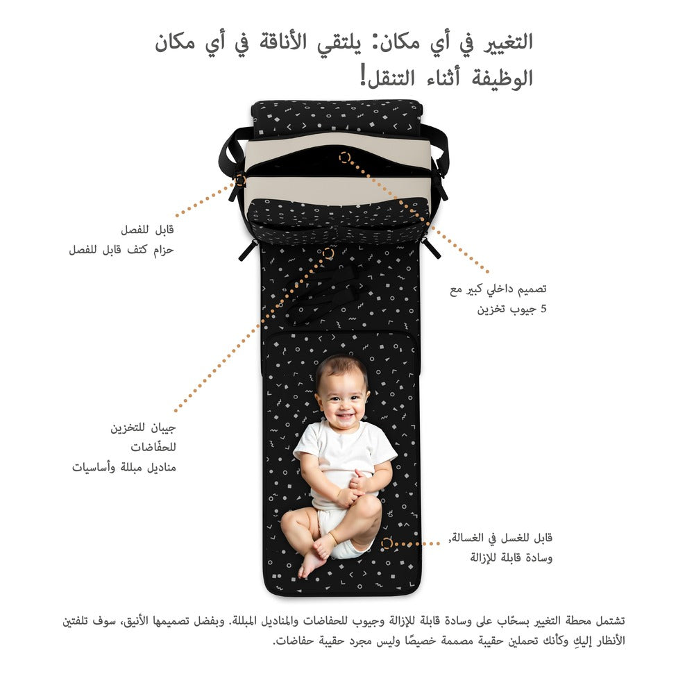 Neobreez Nixe Diaper Backpack 7pcs Set with Changing Mat Wet Bag and Pouches Beige