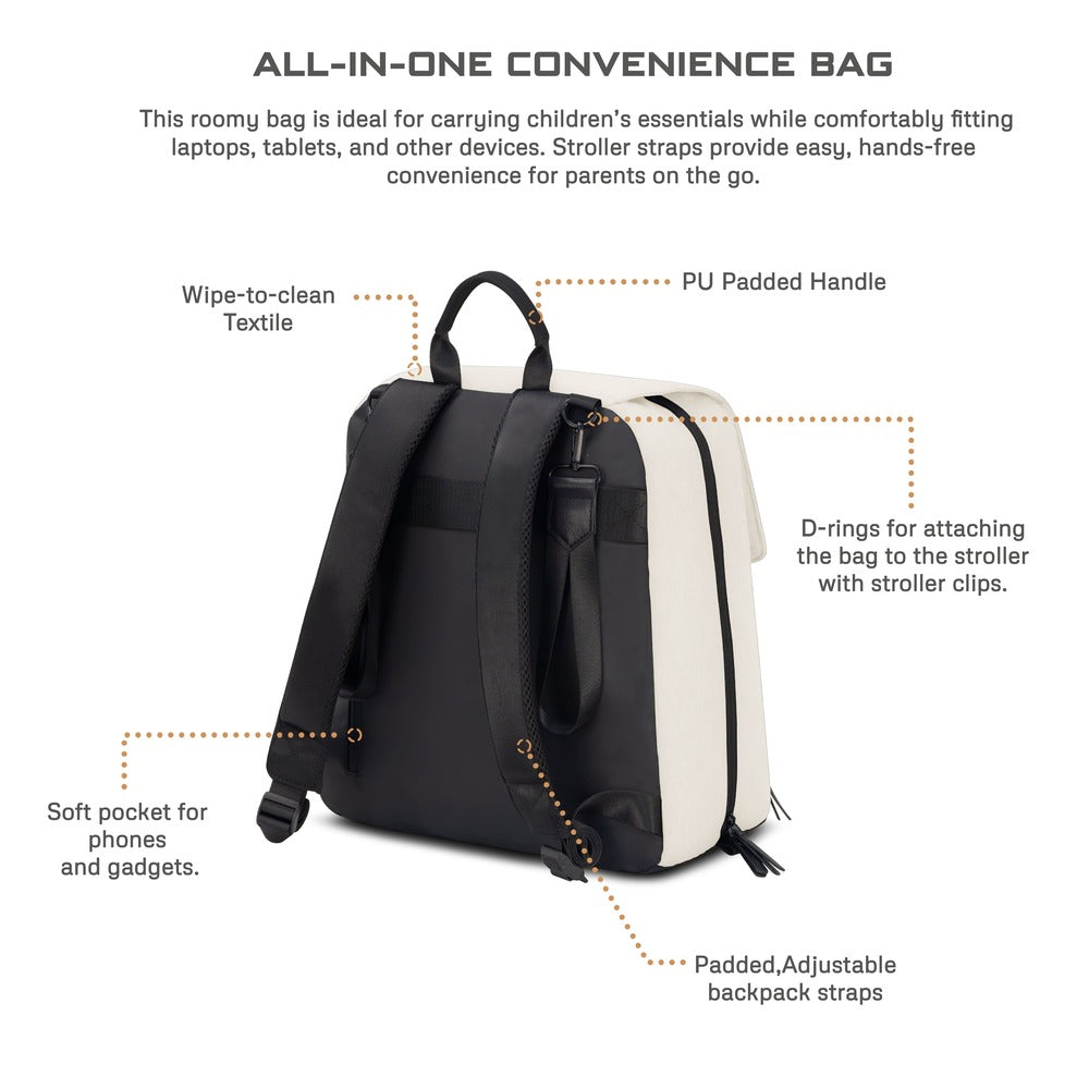 Neobreez Zori Diaper Backpack 7pc Set with Changing Mat Wet Bag and Pouches Sand