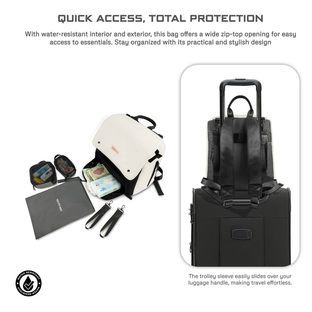 Neobreez Zori Diaper Backpack 7pc Set with Changing Mat Wet Bag and Pouches Sand