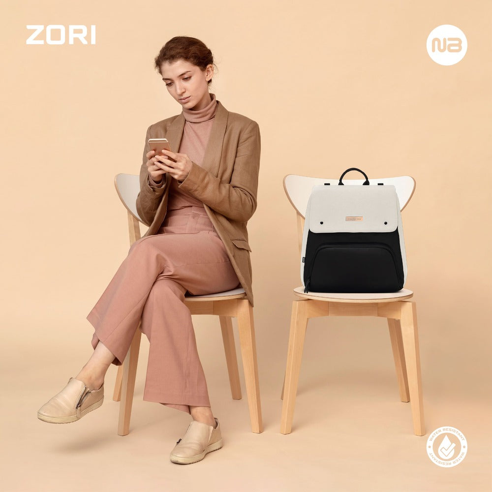 Neobreez Zori Diaper Backpack 7pc Set with Changing Mat Wet Bag and Pouches Sand