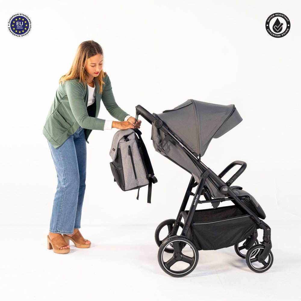 Neobreez Zori Diaper Backpack 7pc Set with Changing Mat Wet Bag and Pouches Sand