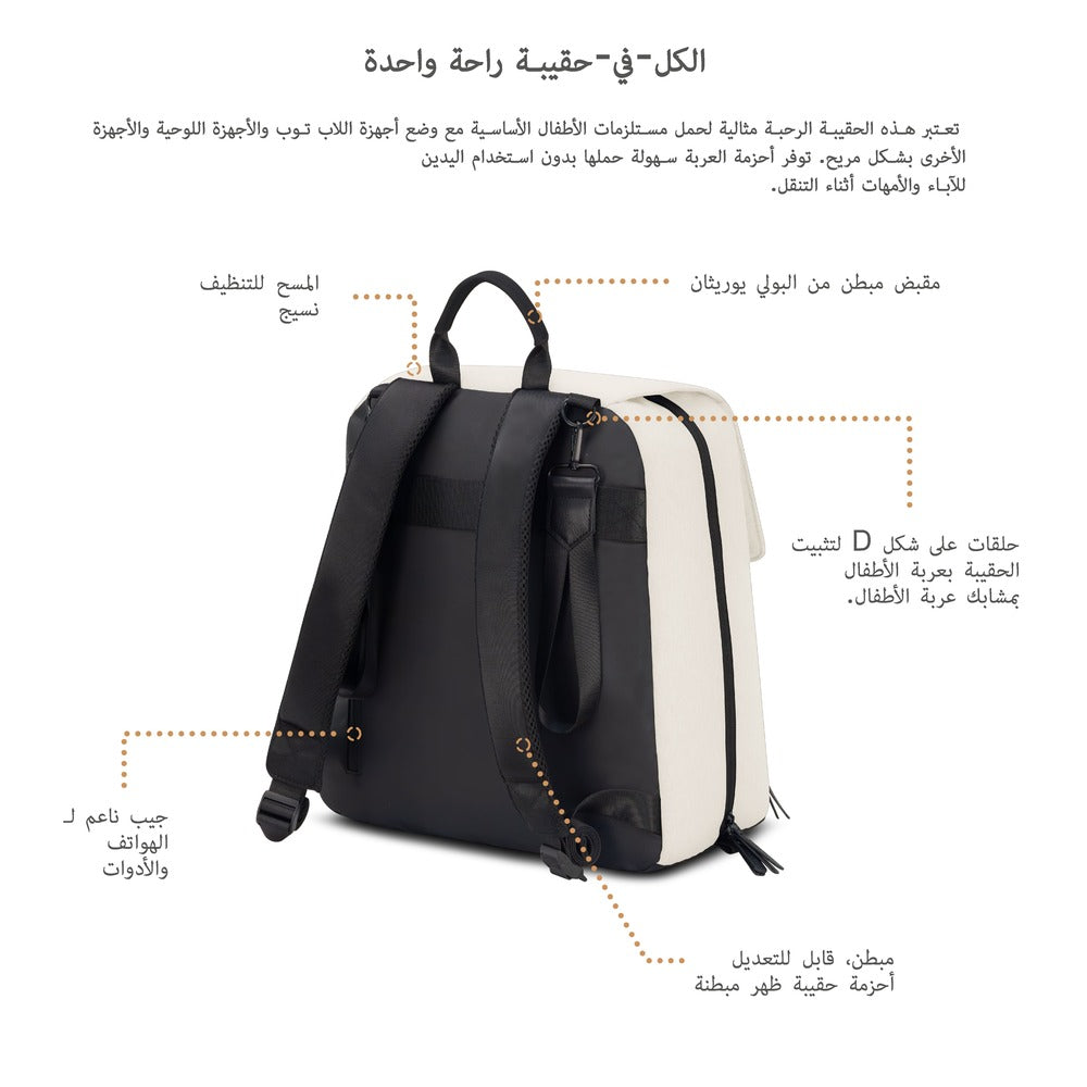 Neobreez Zori Diaper Backpack 7pc Set with Changing Mat Wet Bag and Pouches Sand