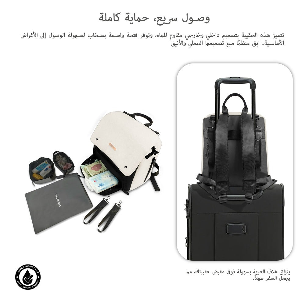 Neobreez Zori Diaper Backpack 7pc Set with Changing Mat Wet Bag and Pouches Sand