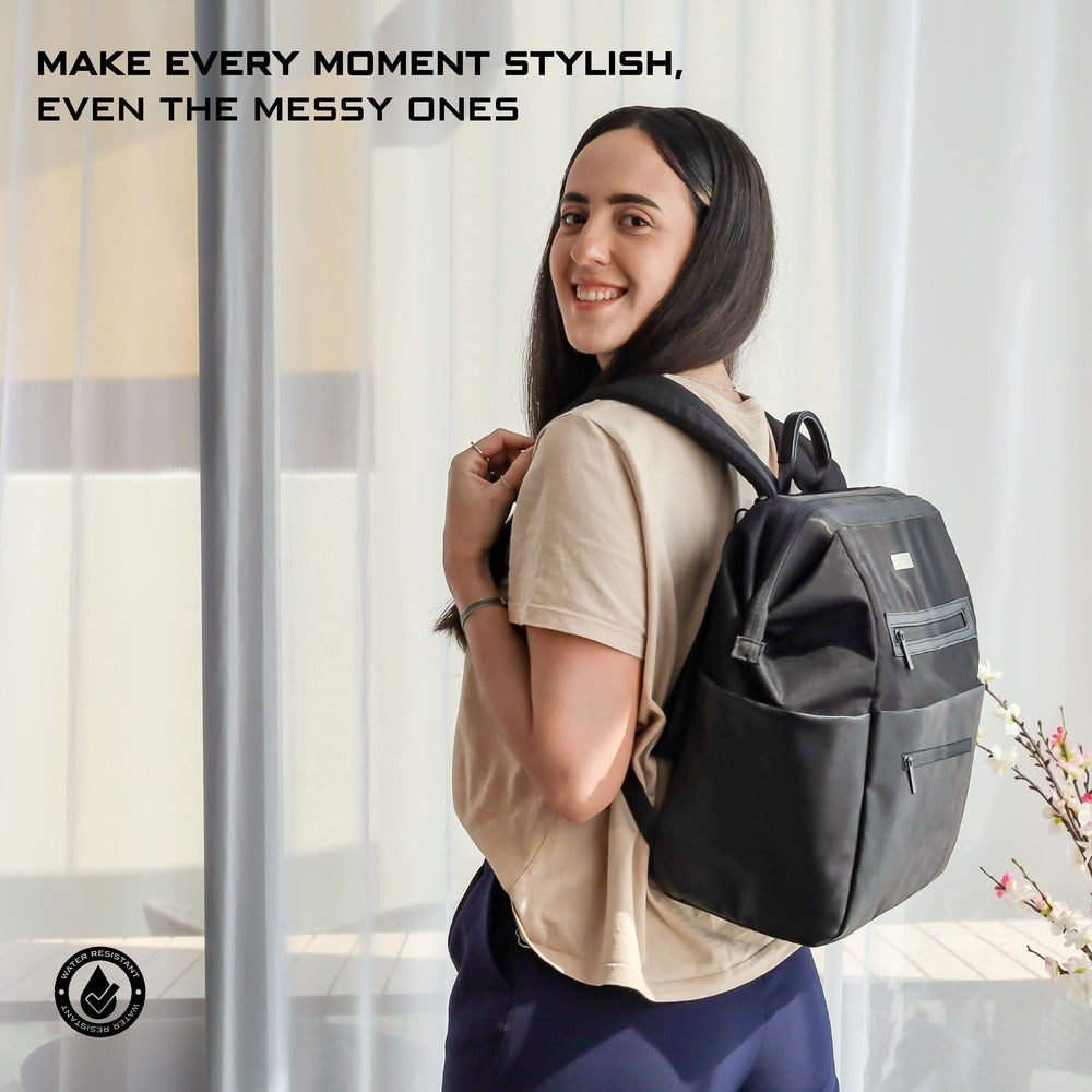 Neobreez Rilo Diaper Backpack 7pc Set with Changing Mat Wet Bag Pouches Stone Grey