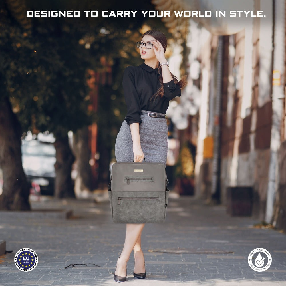 Neobreez Rilo Diaper Backpack 7pc Set with Changing Mat Wet Bag Pouches Stone Grey