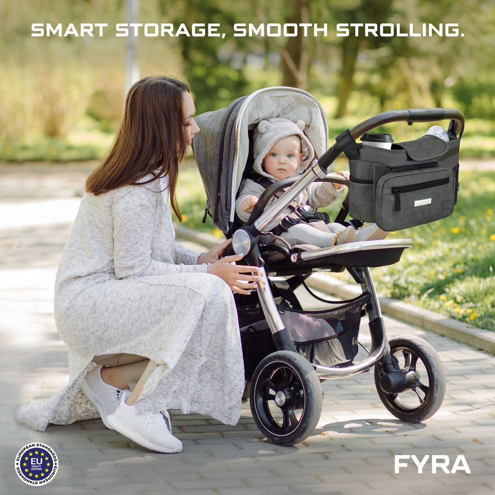 Neobreez Fyra Stroller Organizer Caddy with Insulated Cup Holder Dark Grey