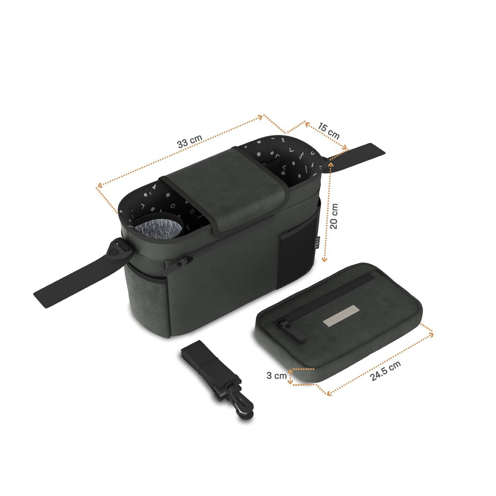 Neobreez Fyra Stroller Organizer Caddy with Insulated Cup Holder Dark Grey