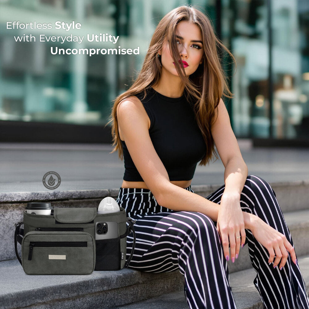 Neobreez Fyra Stroller Organizer Caddy with Insulated Cup Holder Dark Grey