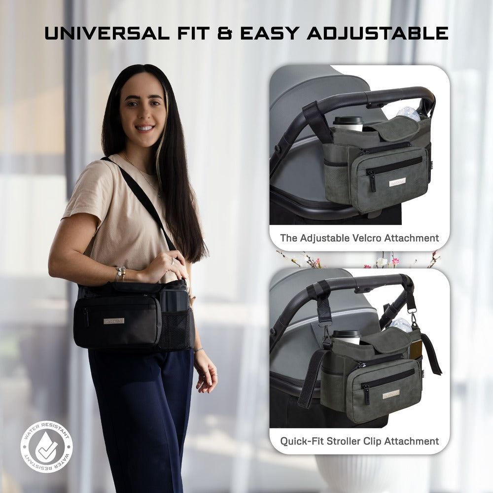 Neobreez Fyra Stroller Organizer Caddy with Insulated Cup Holder Dark Grey