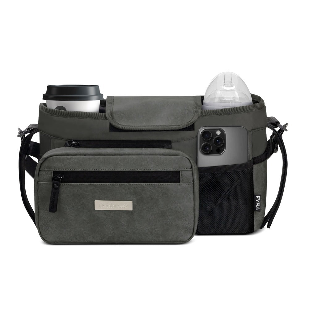 Neobreez Fyra Stroller Organizer Caddy with Insulated Cup Holder Dark Grey