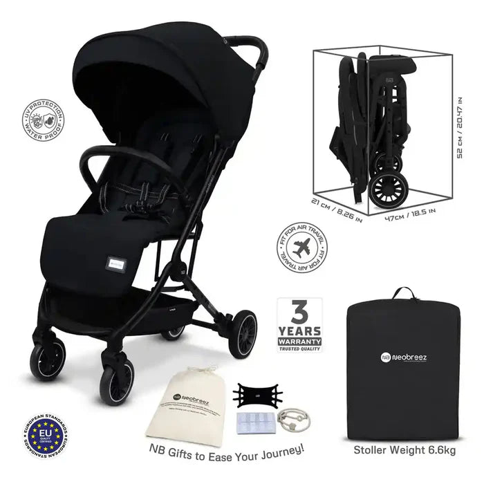 Neobreez Litex Ultra Lightweight Cabin Size Travel Stroller Black