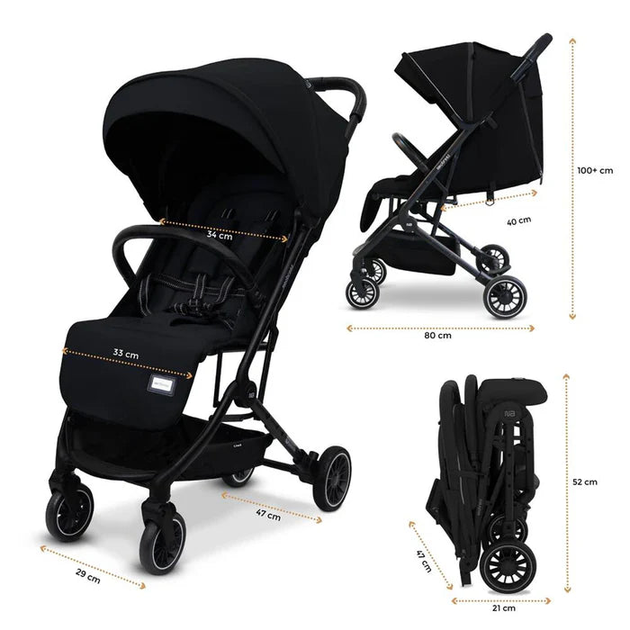 Neobreez Litex Ultra Lightweight Cabin Size Travel Stroller Black