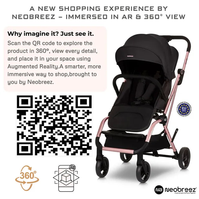 Neobreez Octa 360 Degree Rotate Lightweight Compact Travel Stroller Black