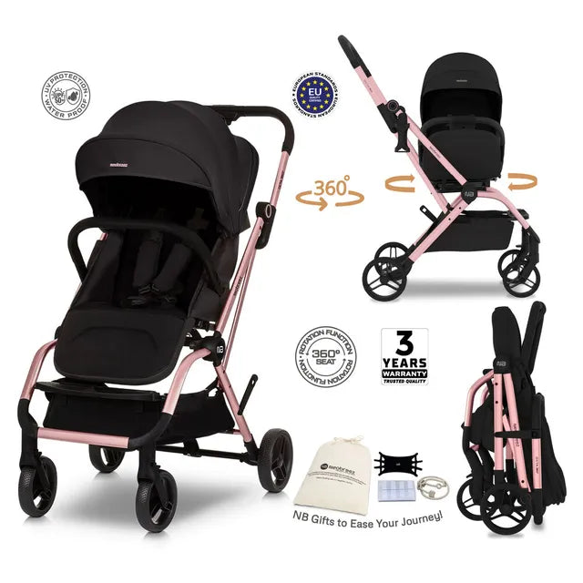 Neobreez Octa 360 Degree Rotate Lightweight Compact Travel Stroller Black