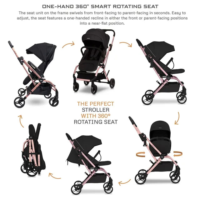 Neobreez Octa 360 Degree Rotate Lightweight Compact Travel Stroller Black