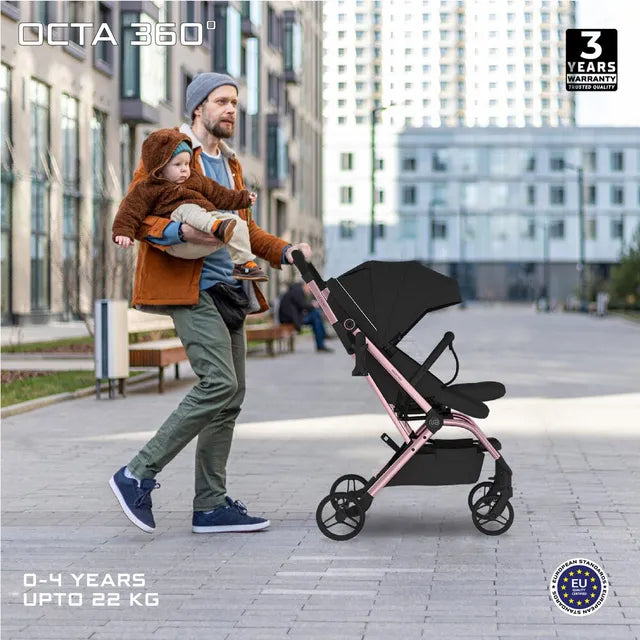 Neobreez Octa 360 Degree Rotate Lightweight Compact Travel Stroller Black