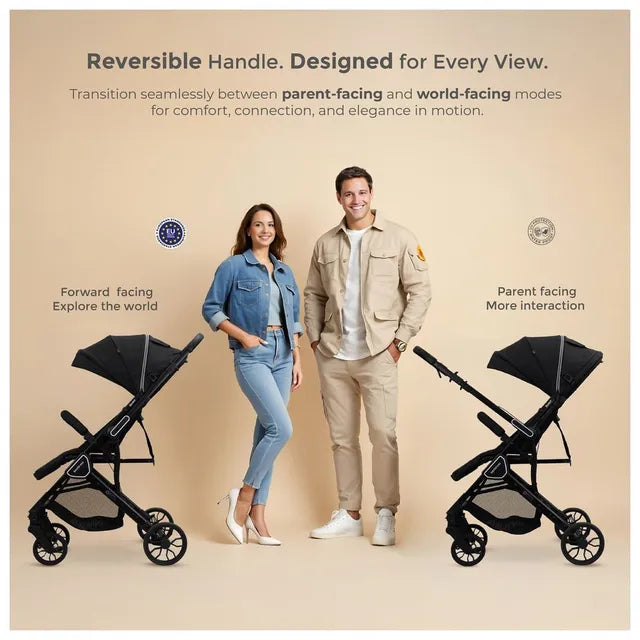 Neobreez Quint Reversible Handle Compact Travel Stroller Black