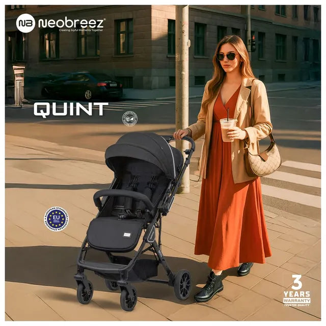Neobreez Quint Reversible Handle Compact Travel Stroller Black