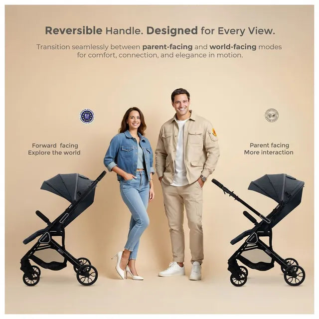 Neobreez Quint Reversible Handle Compact Travel Stroller Dark Grey