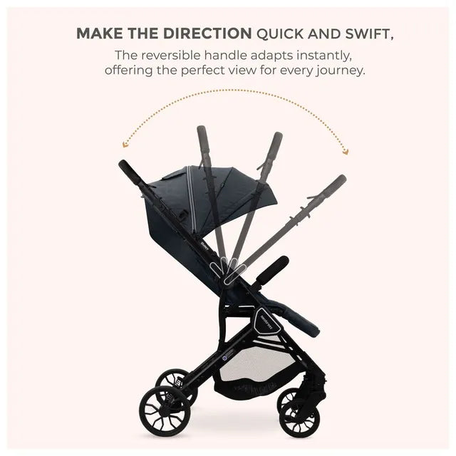 Neobreez Quint Reversible Handle Compact Travel Stroller Dark Grey