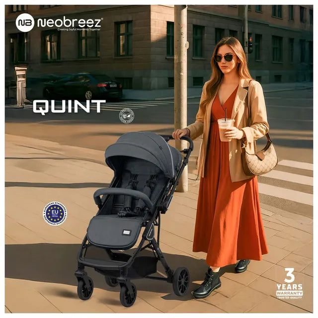 Neobreez Quint Reversible Handle Compact Travel Stroller Dark Grey