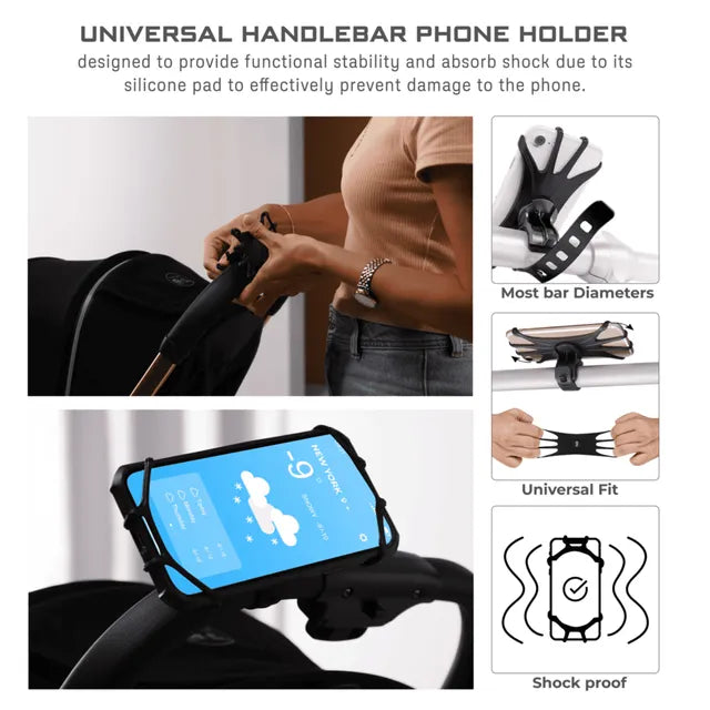 Neobreez 360 Degree Adjustable Stroller Phone Holder Universal Fit