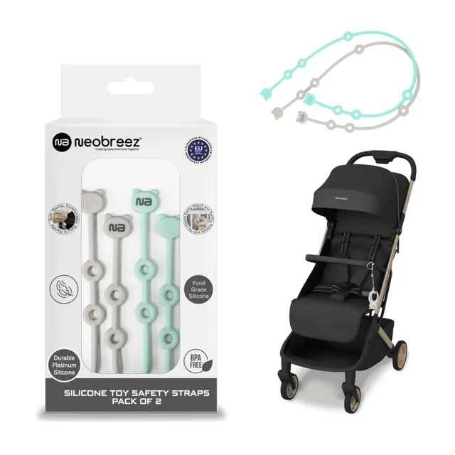 Neobreez Silicone Strap For Pacifiers Toys Teethers and Bottles Pack of 2