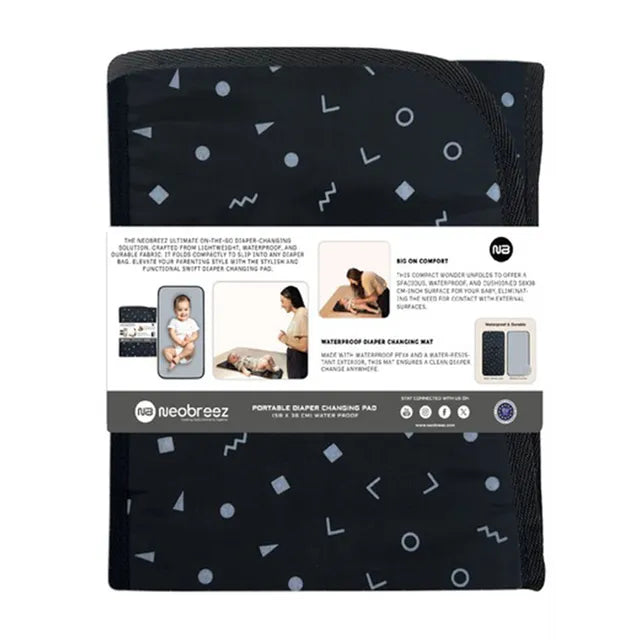 Neobreez Reusable Diaper Changing Pad Wipeable Surface Dark Grey/Black