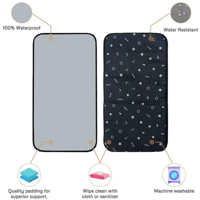 Neobreez Reusable Diaper Changing Pad Wipeable Surface Dark Grey/Black