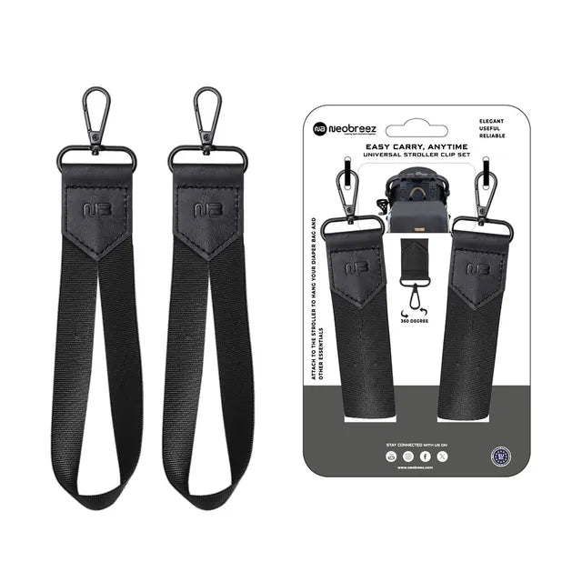 Neobreez Universal Stroller Hooks Clip Set Black
