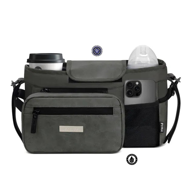 Neobreez Fyra Stroller Organizer Caddy with Insulated Cup Holder Dark Grey