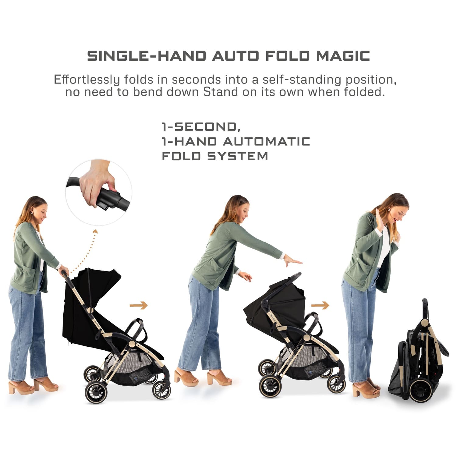 Neobreez Theta Auto Fold Compact Lightweight Travel Stroller Black