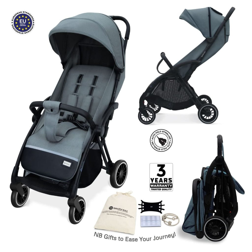 Neobreez Theta Auto Fold Compact Lightweight Travel Stroller Grey