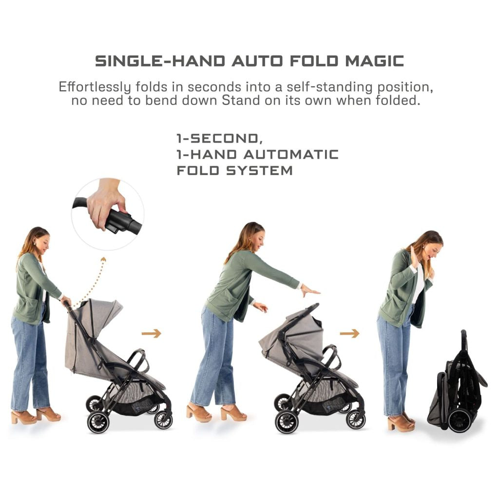 Neobreez Theta Auto Fold Compact Lightweight Travel Stroller Grey