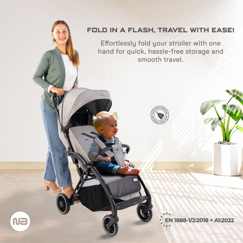 Neobreez Theta Auto Fold Compact Lightweight Travel Stroller Grey