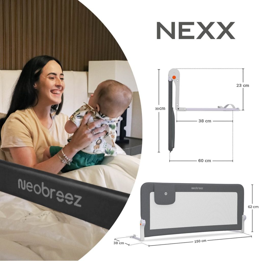 Neobreez Nexx Foldable Safety Bed Rail For Child Grey