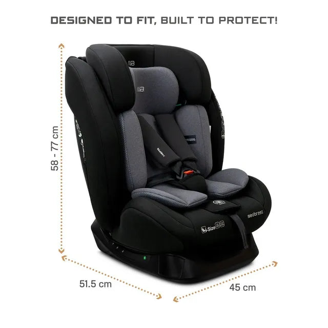 Neobreez i-Hepta i-Size All-In-1 Convertible Car Seat Black Gray